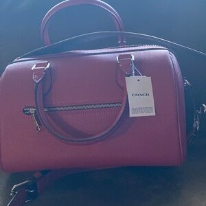Coach Rowan satchel bag with sig canvas strap ColorColor is bright violet